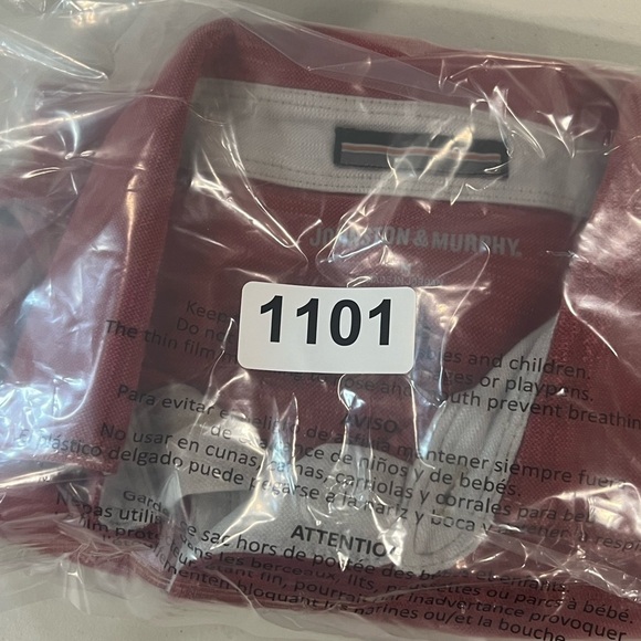 Johnston & Murphy Heather Red Size Medium Soft Cotton Polo Shirt Short Sleeve - Picture 6 of 6